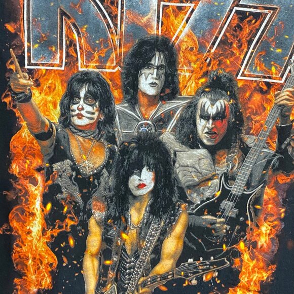 Kiss Rock Band Y2K Graphic Men's T-Shirt Black Cotton Unisex Size XL - Picture 4 of 5